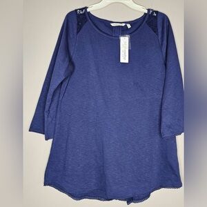 Soft Surroundings Deep Blue Cotton Blend Top